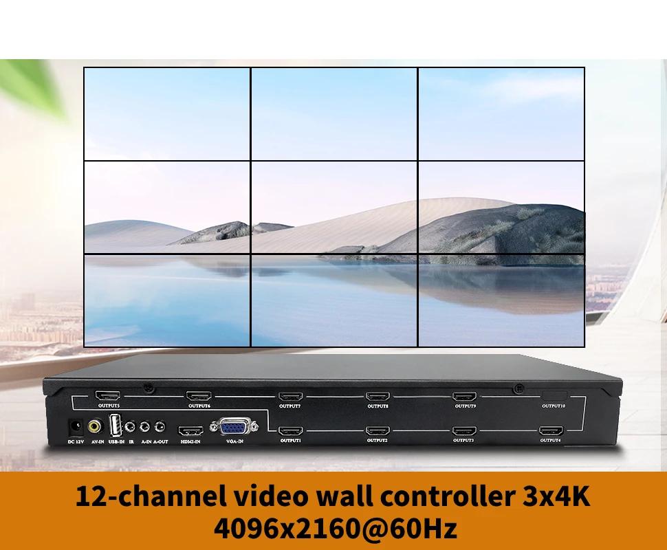 HDMI   Ʈѷ 3x4 4K Ƽ ũ ö̽ μ, 4096x2160 @ 60Hz 1 in 12    TV ö̽ ڽ 180 ø